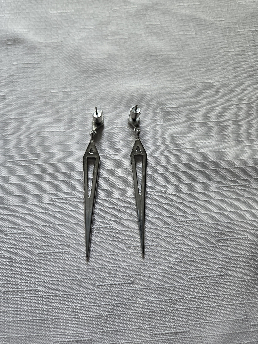 Chloe + Isabel Crystal Drop Earrings Silver Tone Geometric Art Deco Statement - Picture 4 of 4